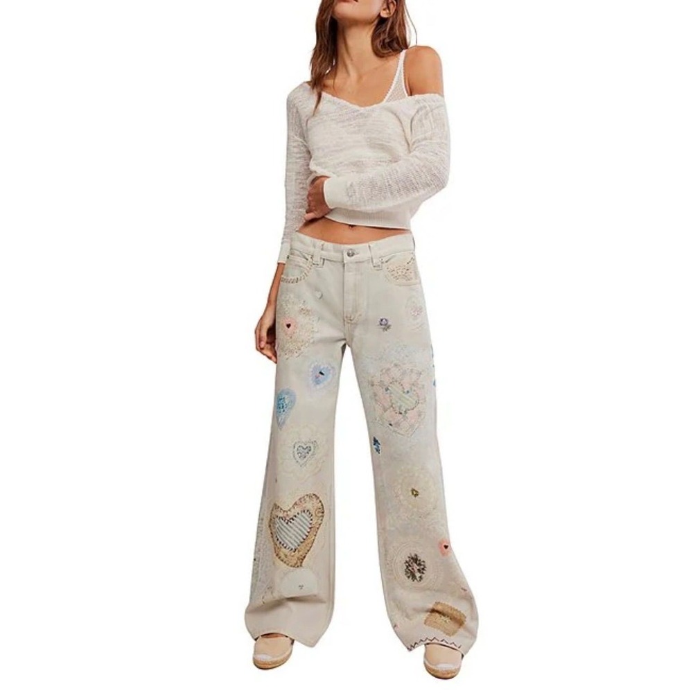 NWT Free People We The Free Tinsley Printed Jeans